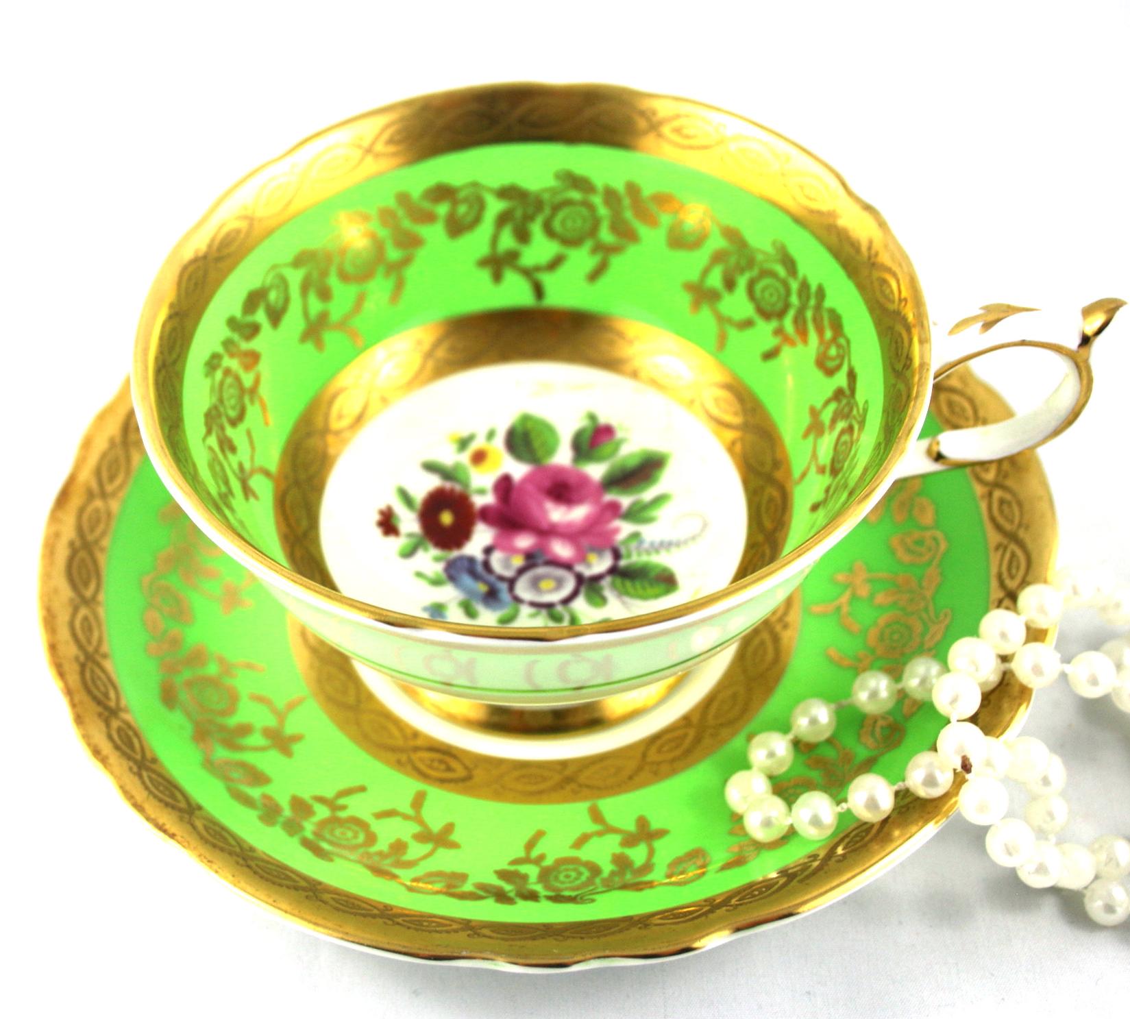 ヴィンテージ パラゴン ボーンチャイナ フローラルティーカップ デュオ