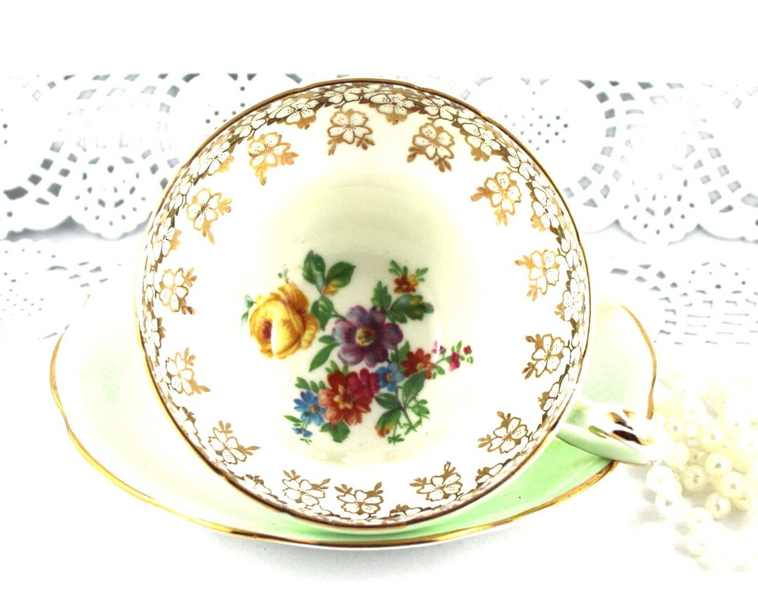 EB Foley Floral Bone China Duo: Pastel Green, Gold Rim, 1960s - Etsy Canada