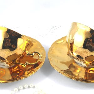 2 Vintage Demitasse Golden Duos,  Bavarian, German China made in 1950s