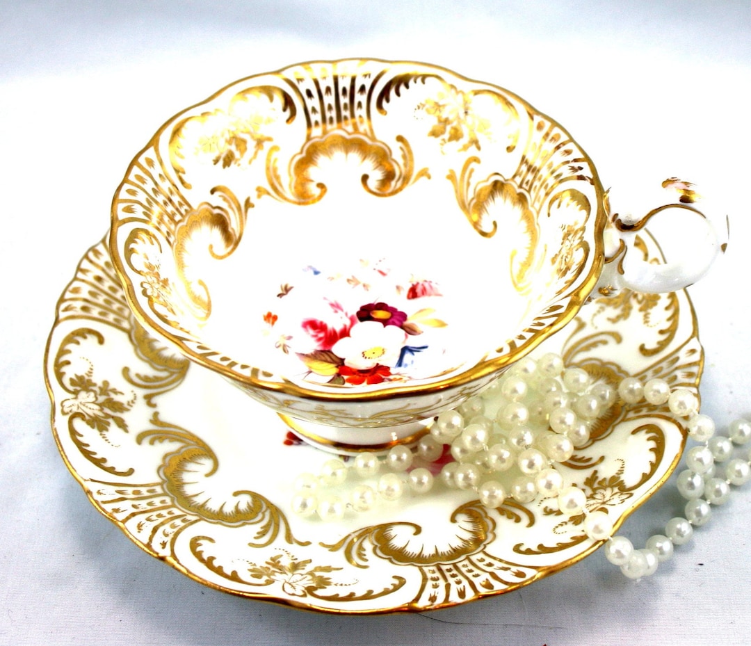 Antique Rockingham Style Cup and Saucer: 1920s Bone English China - Etsy