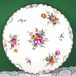 Royal Crown Derby, Beautiful Dinner Plate, Lovely Floral Accent, Nicely Gilded Scallop Edges, Bone English China made in 1960s