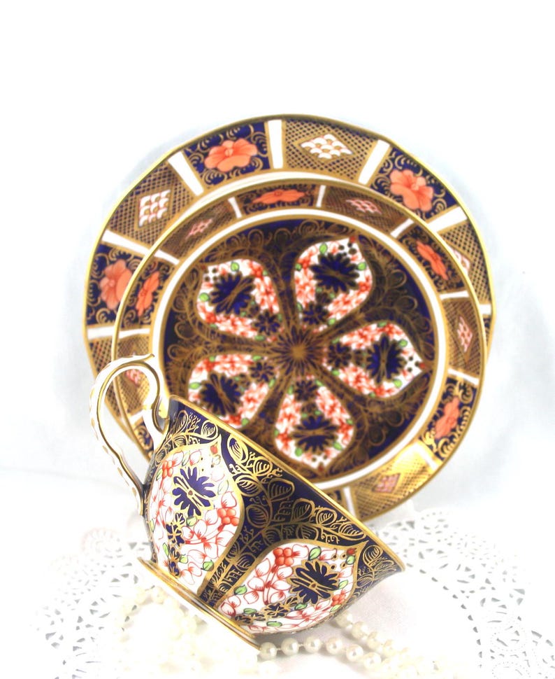 Royal Crown Derby, Magnificent, Trio, Old Imari Elegant Golden