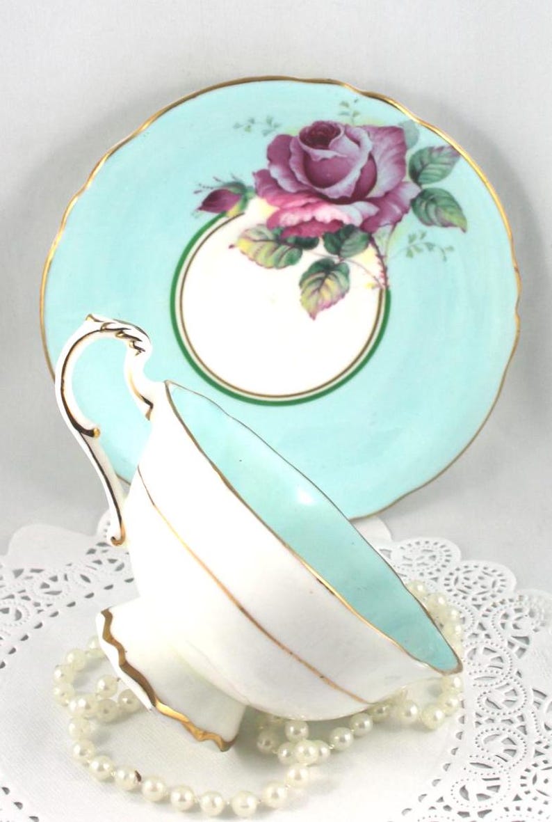 DW Paragon Duo, Large Red Rose Theme on Sky Blue Borders, Bone