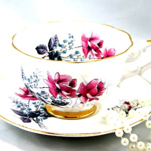 Royal Albert, Lovely Duo, Royal Imperial Floral Pattern, Golden Edges, Avon Shape, Bone English China made in 1970s