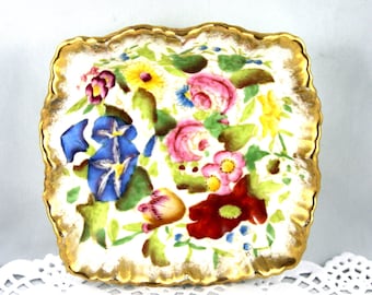 Hammersley Queen Anne Bone China Nut Dish: Floral Gold Rim, 1950s