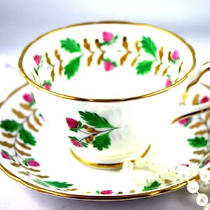 Hammersley Lovely Floral Duo, Delicate Floral Pattern, Gold Rims, Bone English China made in 1960s