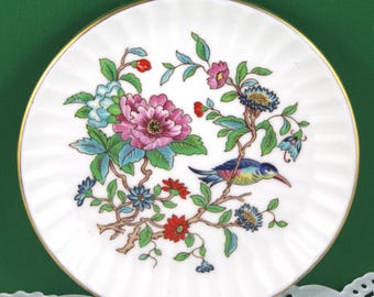 Aynsley Pembroke Bone China Side Plates: Floral Bird Design, Set of 3