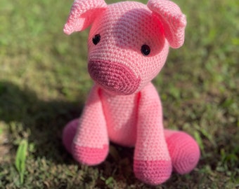 Handmade crocheted stuffed animal pig