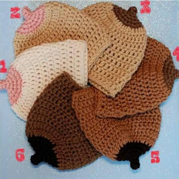 Crocheted infant pro breast feeding hats