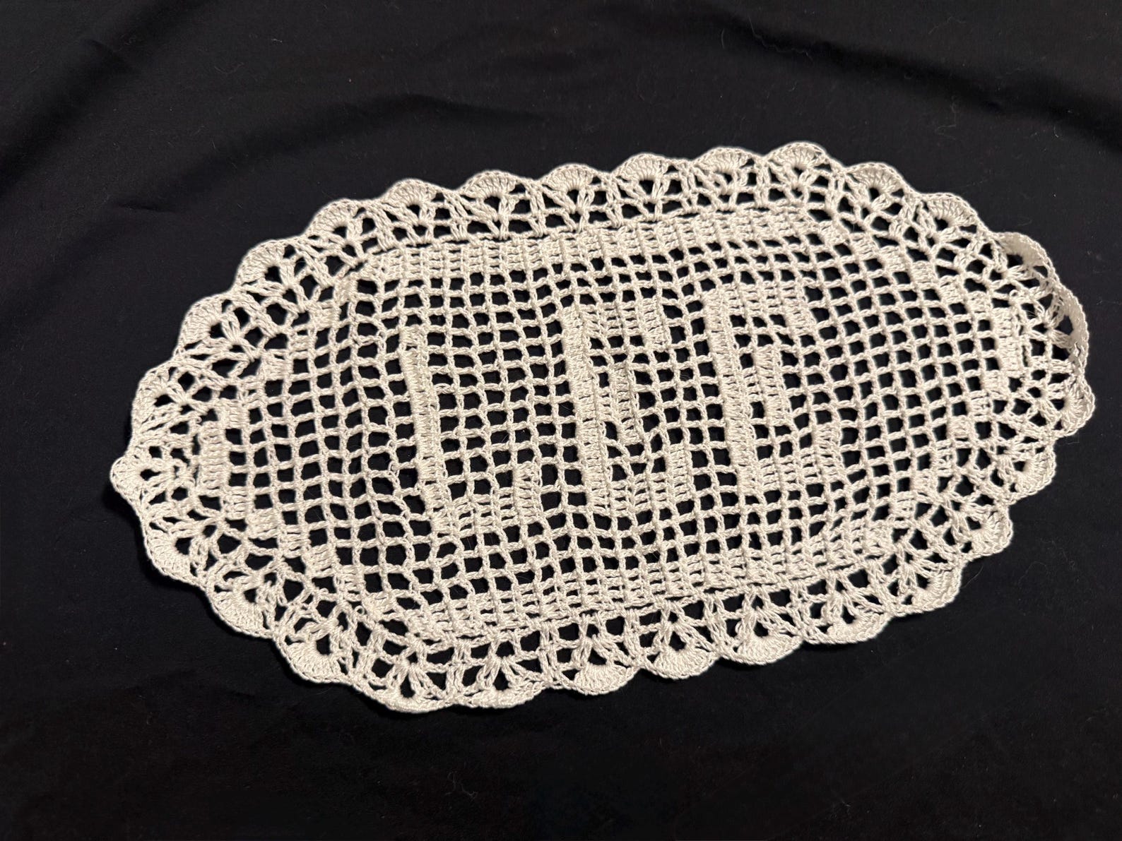 Crochet Name Doily/Doilies - 8 to 12 letters, White