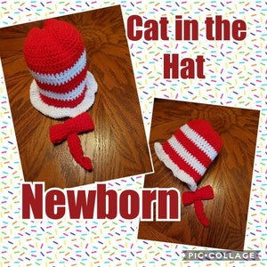 Newborn Cat in the Hat and bowtie photo prop
