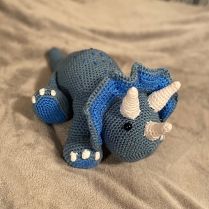 Crocheted Triceratops Dinosaur stuffed animal toy/amigurumi