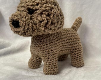 Crocheted Goldendoodle/Poodle dog
