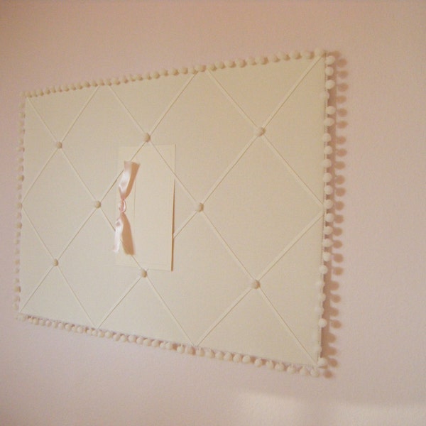 Memoboard with Pompons made with creme organic cotton "crème de la crème", 20 x 30 inches / 51 x 76 cm