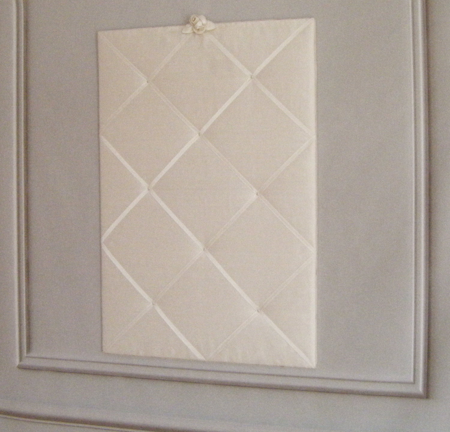 French Memoboard With Rose Ornament Small Covered With Ivory Etsy