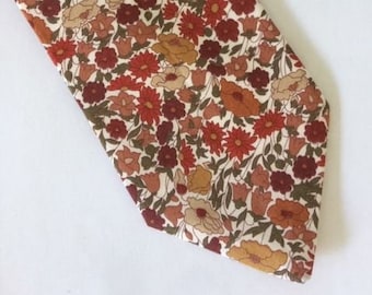 Liberty print  Men's Necktie  made in Poppy & Daisy ~ floral necktie in autumnal colours