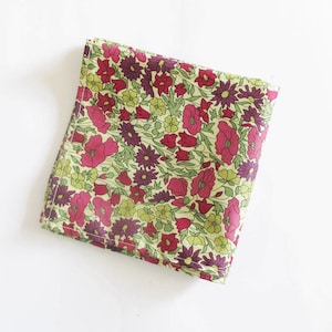 Pocket square hankerchief in purple Liberty print &quot;daisy and poppy &quot; design wedding  gift  mens wear