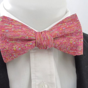 Men's bowtie in  Pink modern design ~  coral,blush magenta ~ bowtie ~tie ~neoud wedding  gift  mens wear