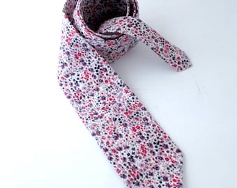 Cravate homme "Pheobe" ~ motif floral violet & rose ~ cravate homme ~ cravate ~ cravate