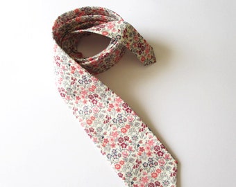 Heren Floral stropdas ~ florale stropdas in roze . grijze en blauwe colorway ~ heren stropdas ~ stropdas ~ cr