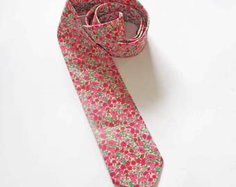 Cravate florale ~ petite marguerite rose et coquelicot ~ motif floral ~ cravate pour homme ~ cravate ~ cravate