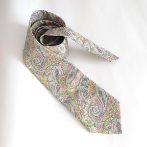 Liberty of London  Men's Necktie  made in  Pink and Grey paisley Liberty Print fabric   -   floral tie / necktie / mens tie