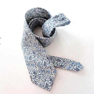 Made in Liberty of London fabric ~Men's Necktie ~ wedding necktie ~ Katie and MillIe ~ in Blue  colourway   ~ men's tie ~ necktie ~