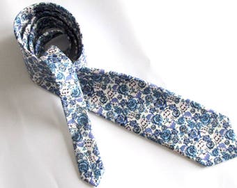 Cravate florale pour homme ~ Coloris bleu et rose ~ cravate pour homme ~ cravate ~ cravate ~ cravate ~ mariage