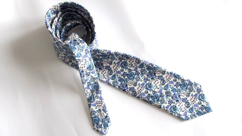 Cravate florale pour homme Coloris bleu et rose cravate pour homme cravate cravate cravate mariage image 1
