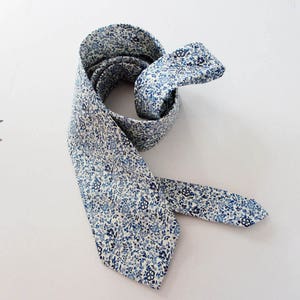 Made in Liberty of London fabric ~Men's Necktie ~ wedding necktie ~ Katie and MillIe ~ in Blue  colourway   ~ men's tie ~ necktie ~ cravat