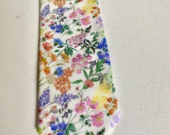 Liberty print fabric Necktie / necktie set / pocket square in purley meadow  ~ pretty floral print