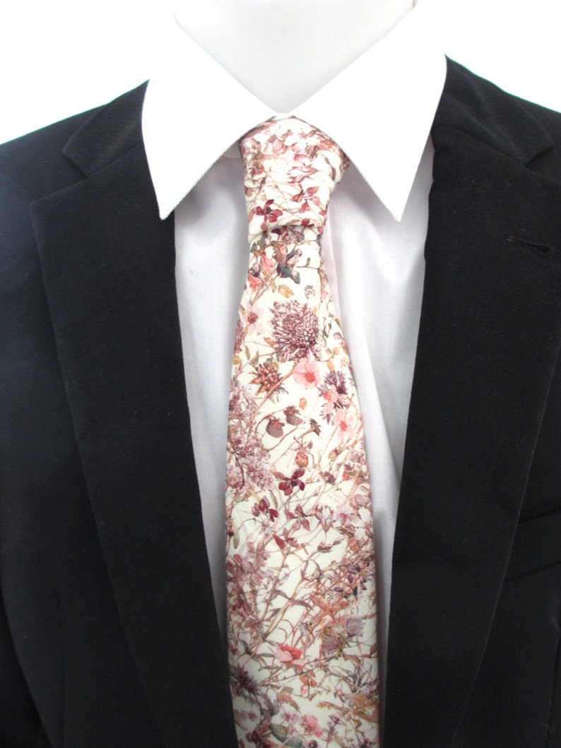 Cravate faite main en tissu Liberty of London Fleurs sauvages Rose et blush cravate de mariage / cravate / cravate / cravate / corbata image 4