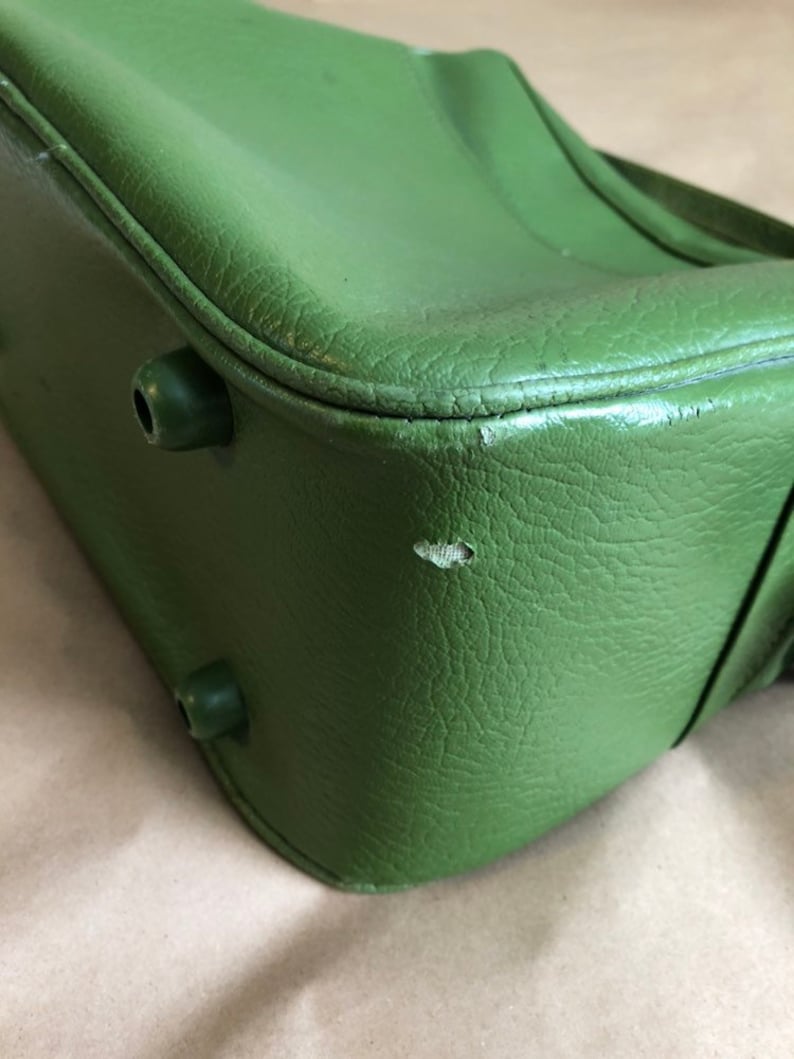 Large Vintage Green Sears Overnight Travel Bag with Adjustable Shoulder Strap