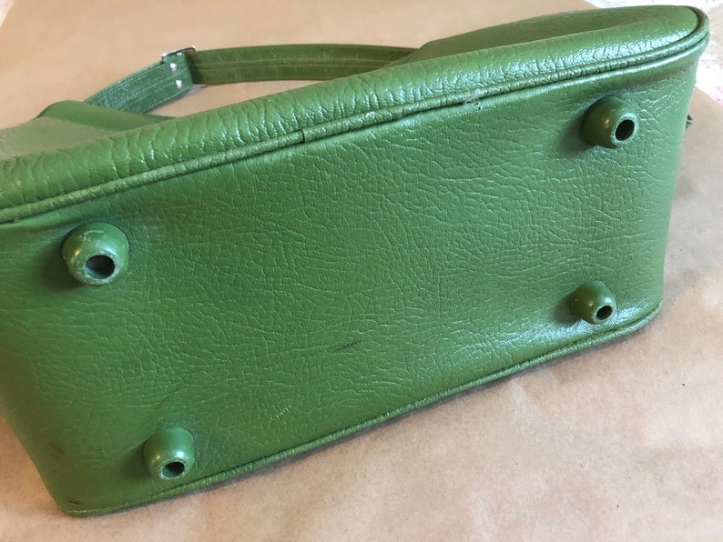 Large Vintage Green Sears Overnight Travel Bag with Adjustable Shoulder Strap