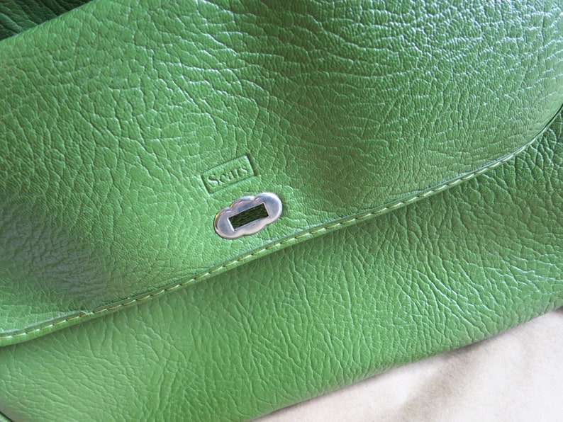 Large Vintage Green Sears Overnight Travel Bag with Adjustable Shoulder Strap