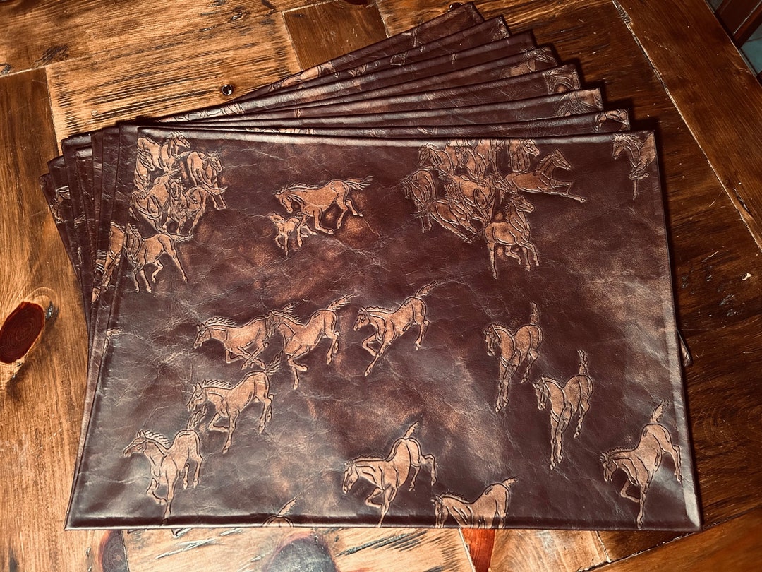 Pm1514 X 19 Embossed Leather Placemats Set of 8 Etsy
