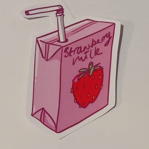 Wasserfester Vinyl Erdbeere Milchgetränk Karton Sticker
