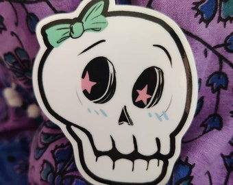 Naklejka czaszka słodka kokardka Skelly