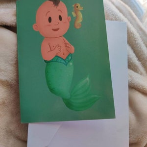 Baby mermaid card baby shower baby announcement