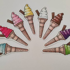 Ice cream stickers soft serve Mr whippy rainbow