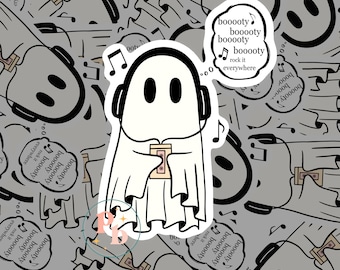 Music Listening Sheet Ghostie kiss-cut sticker/ Halloween sticker