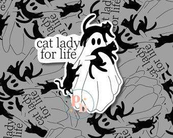 Cat Lady for Life Sheet Ghostie kiss-cut sticker/ Halloween sticker