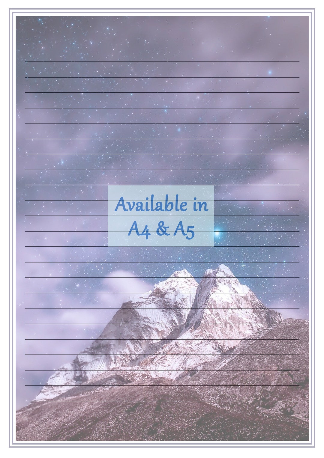 Printable Stationery Mountains Night Sky Letter Paper A4 - Etsy