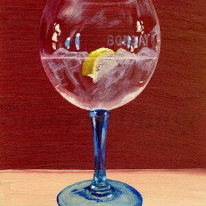 Posh Gin & Tonic  - Print of Original Still Life Realism Oil painting by Claire Strickland