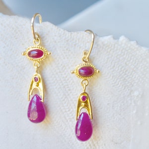 Ruby and 22K gold earrings