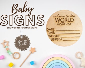 Lasergegraveerd bord met geboortestatistieken baby Baltische berken