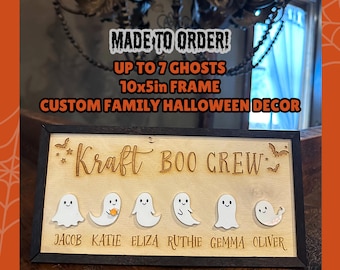 Gepersonaliseerd Halloween-familiebord: houten decor Ghost Boo Crew