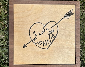 Handschriftkunst | 3D op maat handgetekend houten bord | Tekenbord voor kinderen