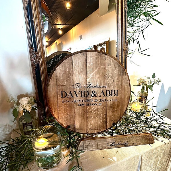 Authentic Bourbon Barrel Head Wedding Guestbook