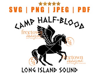 Camp Half Blood-SVG | Percy Jackson The Lightning Thief boek digitaal bestand | Boek Logo Citaat Fandom PNG JPG